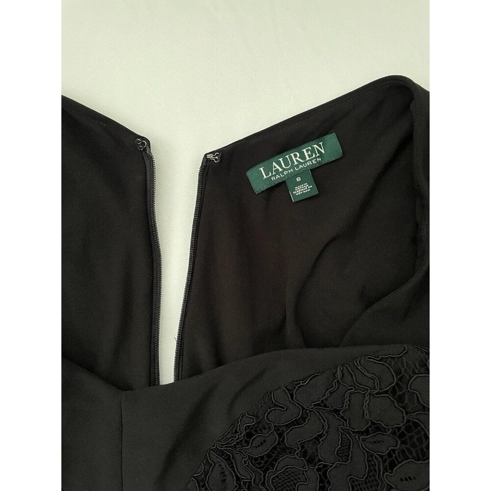 Ralph Lauren Women's Dress Black A-Line Cocktail V-Neck Size 6 - Picture 8 of 8